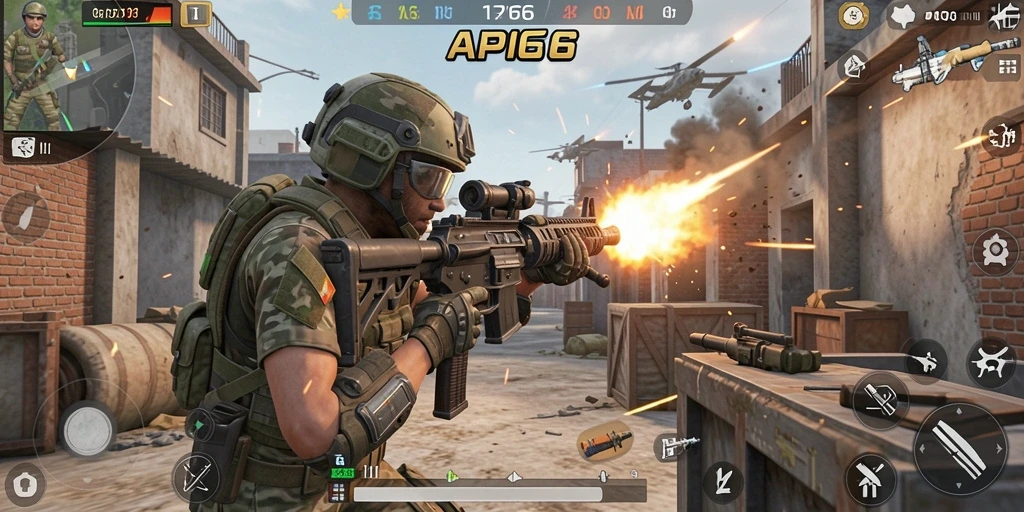 Tampilan gameplay seru di API66 dengan aksi tembak-menembak yang mendebarkan.