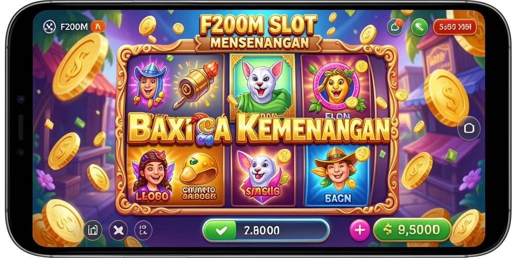 Screenshot F200M menampilkan gameplay Slot yang menarik dan penuh warna.