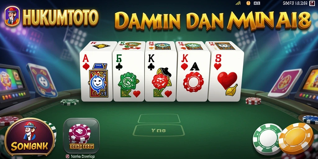 Tampilan gameplay HUKUMTOTO dengan kartu domino yang menarik.