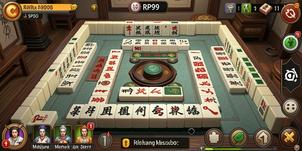 Screenshot gameplay RP99 yang menunjukkan tantangan Mahjong yang seru.