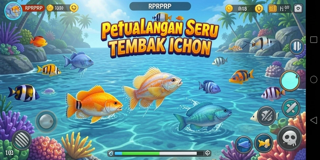 Screenshot RPRPRP menampilkan aksi seru dalam menangkap ikan.