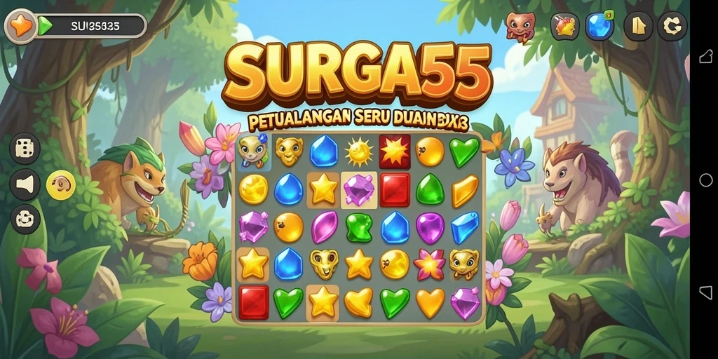 Gameplay menarik di SURGA55 dengan level Match-3 yang seru.