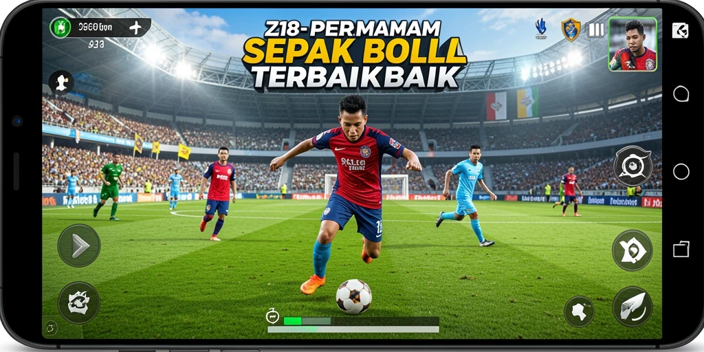 Tampilan aksi seru dalam gameplay Z18 sepak bola.